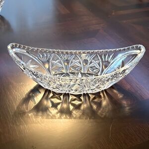 Beautiful Vintage Cut Crystal Boat Dish, very detailed.